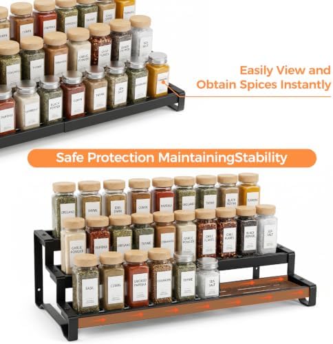 Spice Rack Organizer for Cabinet, 3-Tier Expandable 14.37"–26.02" Seasoning