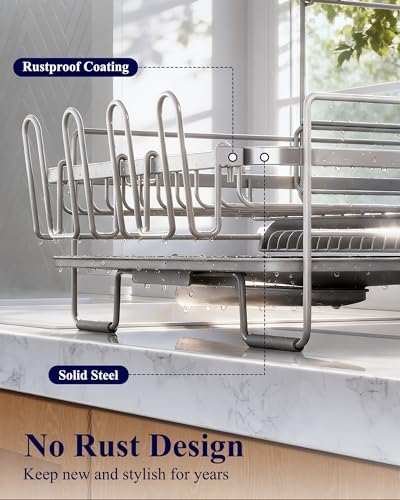 Kitsure Extendable Dish Drying Rack, 19.2"-26.7" L x 12.9" W