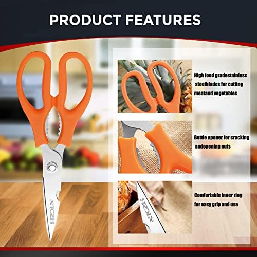 Kitchen Shears, Food Grade Stainless Steel Sharp Utility Scissors