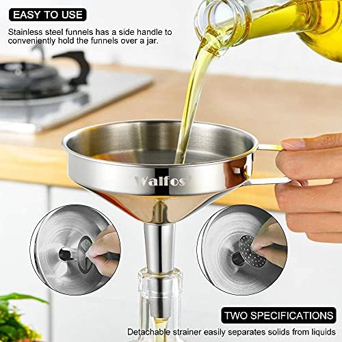 Stainless Steel Funnel, Walfos 3 Pack Kitchen Funnel