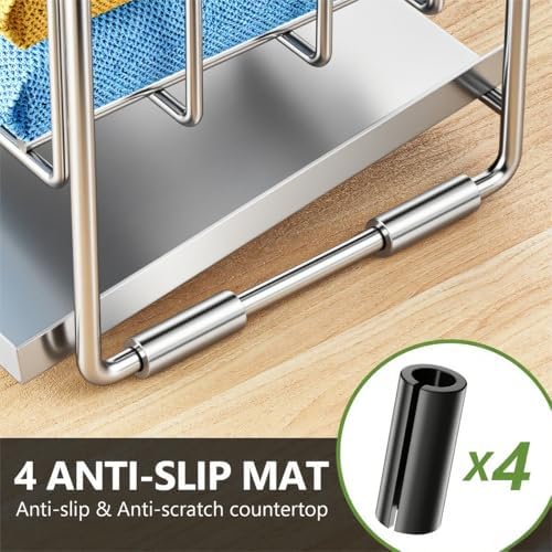 Cisily Silver 2-Tier Kitchen Sink Caddy Organzier Rack