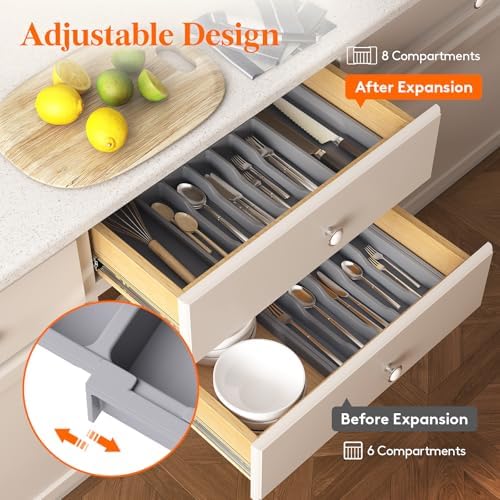 Lifewit Extra Large Silverware Drawer Organizer, Expandable Utensil Tray