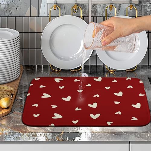Valentine's Day Love Heart Dish Drying Mat