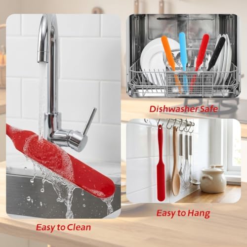 4 Pcs Silicone Jar Spatula, Long Handle Skinny Spatula Scraper