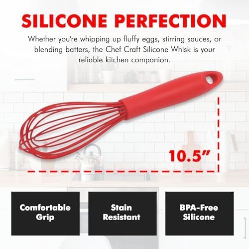 Chef Craft Premium Silicone Wire Cooking Whisk, 10.5 Inch