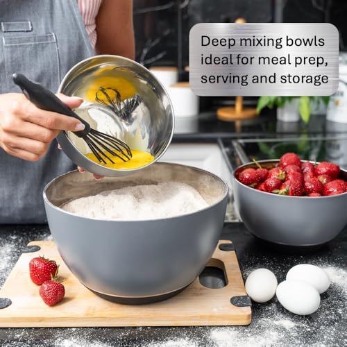WHYSKO Stainless Steel Mixing Bowls Set, 3-Piece