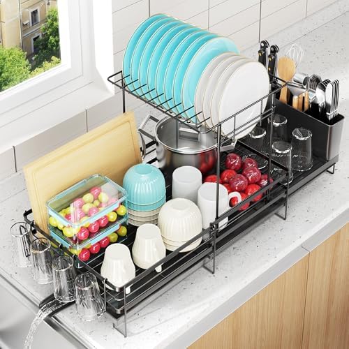 Large Dish Drying Rack, Expandable Dish Rack