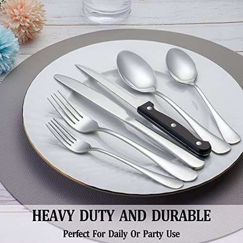 24 Pcs Silverware Set with Steak Knives