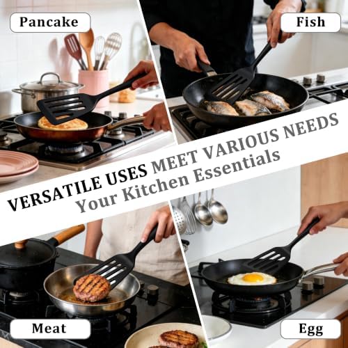 TeamFar Silicone Fish Spatula Set of 2, Heat Resistant Slotted Fish Turner