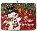 Christmas Dish Drying Mats for Kitchen Counter 18x24 Cute Snowman Red Dish