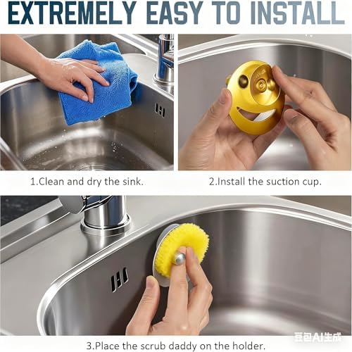 Yoshiky Stainless Steel Smiley Face Sponge Holder, Kitchen Accessories Decor