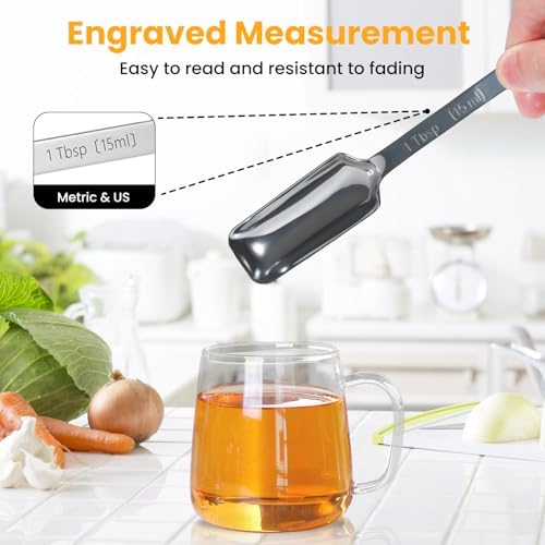 Stainless Steel Measuring Spoons Set of 11, Includes 6 Rectangular Measuring