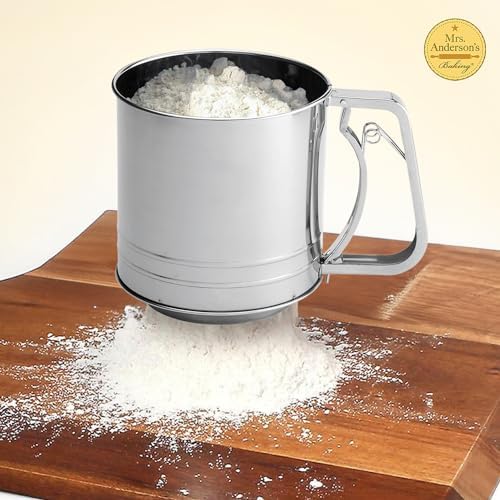 Mrs. Anderson’s Baking Hand Squeeze Flour Sifter, Stainless Steel, 5-Cup