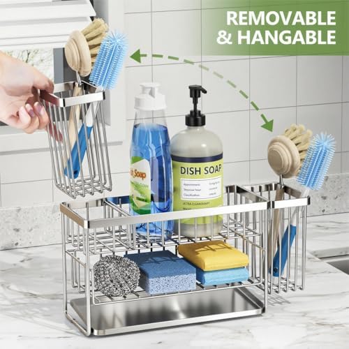 Cisily Silver 2-Tier Kitchen Sink Caddy Organzier Rack