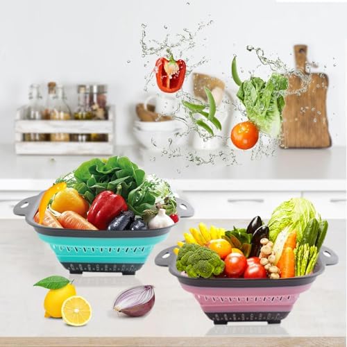 Collapsible Colander Set, Square Round Triangles Silicone Kitchen Strainer