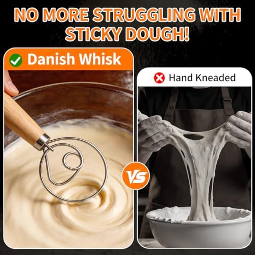 Polly Online Dough Whisk, Wooden Handle Danish Sourdough Whisk