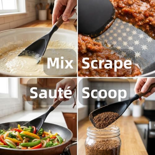 Silicone Cooking Spoon Spatula for Nonstick Cookware, Heat Resistant