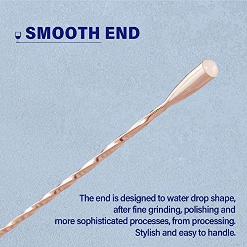 Briout Bar Spoon Cocktail Mixing Stirrer, 12” Long Handle, Rose Gold