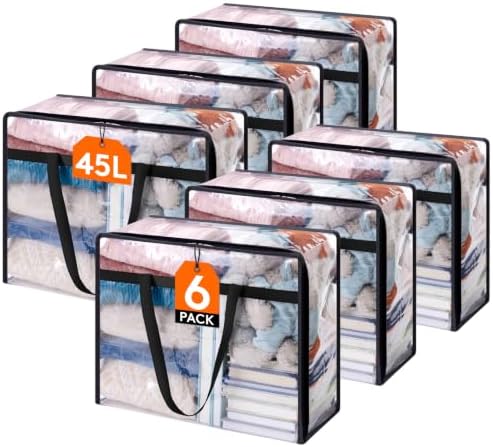 Lifewit 45L Clear Clothes Storage Bags, Plastic Foldable Blanket Storage Bag