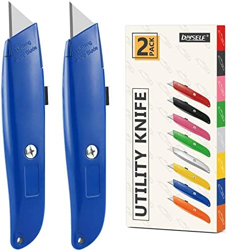 DIYSELF 2 Pack Utility Knife, All Metal Retractable Box Cutters