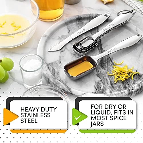 Spring Chef Stackable Stainless Steel Measuring Spoons Set of 6 w/Leveler