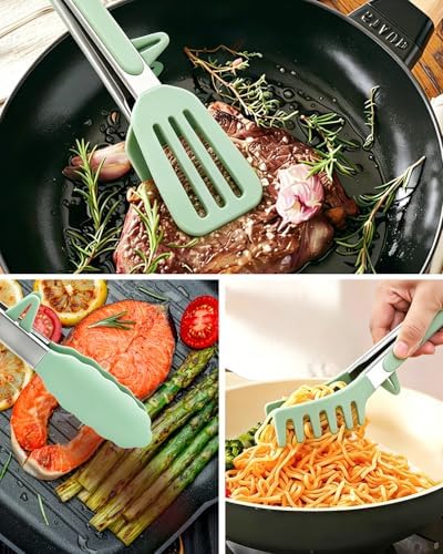Kitchen Tongs for Cooking, Stainless Steel, Non Scratch Silicone Tip, 3 Pack