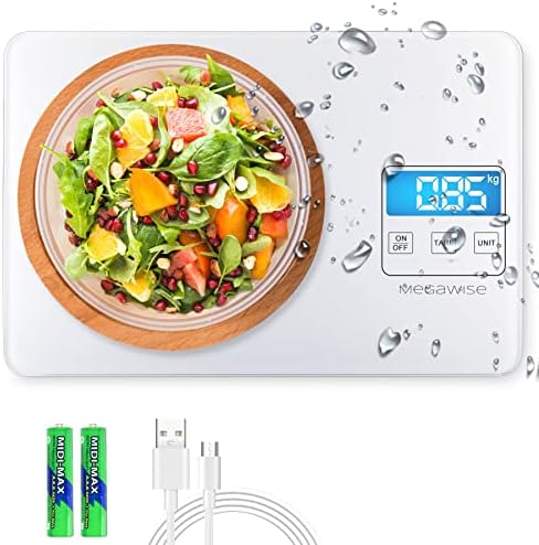 MEGAWISE Digital Kitchen Scale, 33 lb, Rechargeable, 1 g/0.04 oz