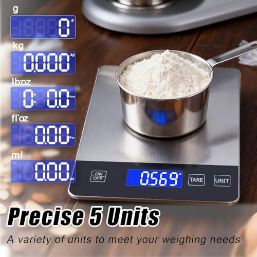 Food Kitchen Scale, 33lb Food Scale Precisely Measures Grams and Ounces