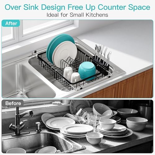 JASIWAY Black Dish Drying Rack Over the Sink