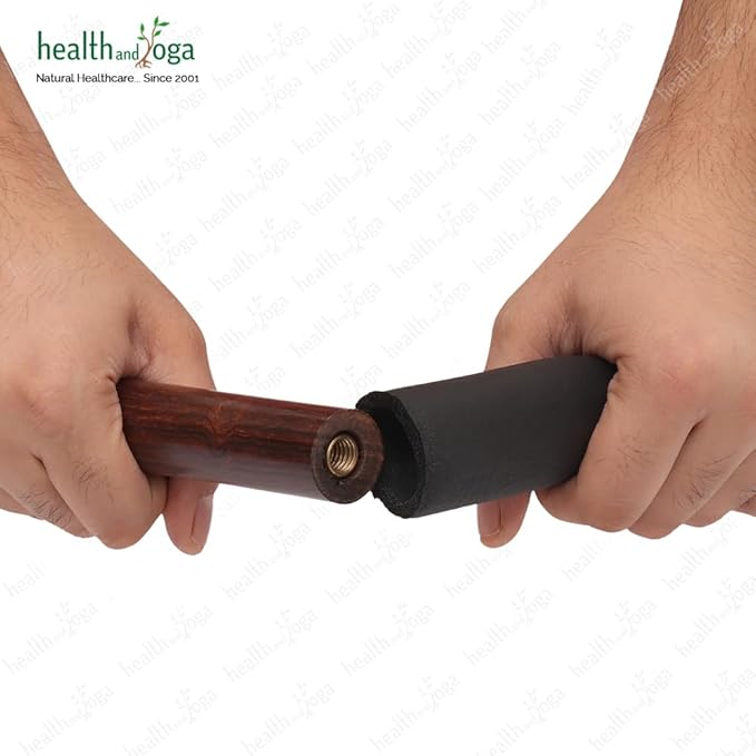 HealthAndYoga™ StretchNHeal Collapsible Multi-Use Wooden Yoga Stick - Regular and XL - Portable Posture Corrector Pole, Stretch Mobility Stick, Physical Workout Exercise Dowel
