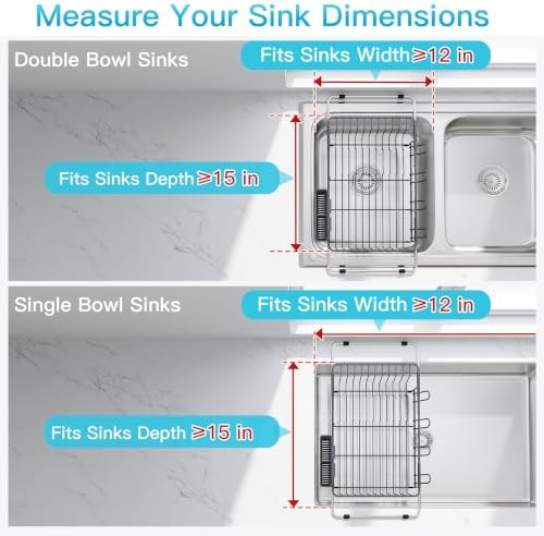 JASIWAY Gray Dish Drying Rack in Sink, Dish Drainer
