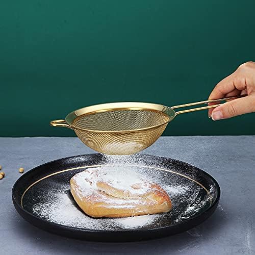 Gold Fine Mesh Strainer 3 Pieces Set, Stainless Steel Clander, Gravy Separator