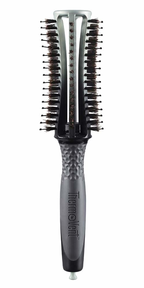 Olivia Garden Thermo Vent 1 3/4 inch professional round hair brush in grey and black with ventilated barrel