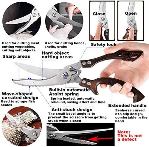 ANDONG Kitchen Scissors, Heavy Duty Professional Poultry Shears, Stainless
