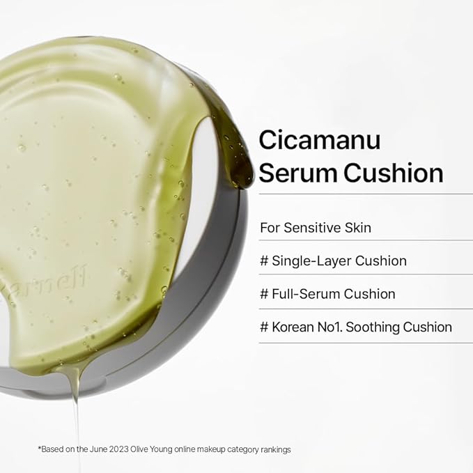 Parnell Cicamanu Serum Cushion - Moisturizing Foundation for Soothing, Coverage, Glass Skin and Lightweight for Sensitive and Dry Skin Pearl Skin (0.52 Fl Oz) (29C)