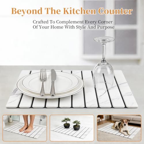 Stone Dish Drying Mat for Kitchen Upgrade Counter Mats Quick Dry
