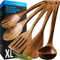 Zulay Kitchen Extra-Large 5-Piece Wooden Spoon Set