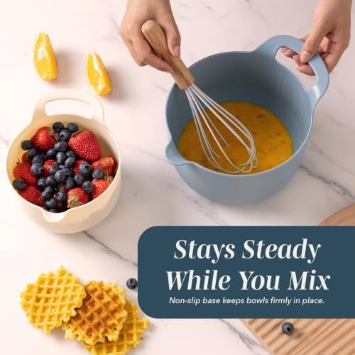 COOK WITH COLOR Nesting Plastic Mixing Bowl Set with Pour Spouts and Handles