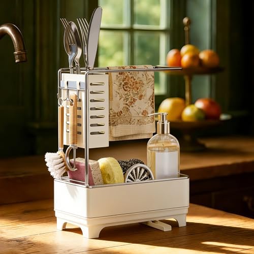 MOUKABAL 2-Tier Sponge Holder for Kitchen Sink Caddy Organizer