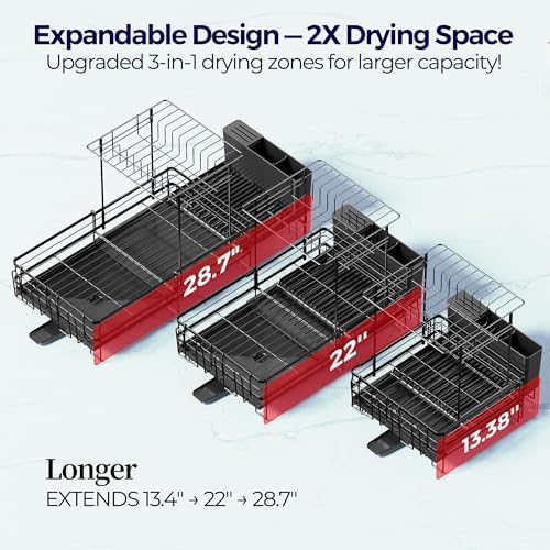 Large Dish Drying Rack, Expandable Dish Rack