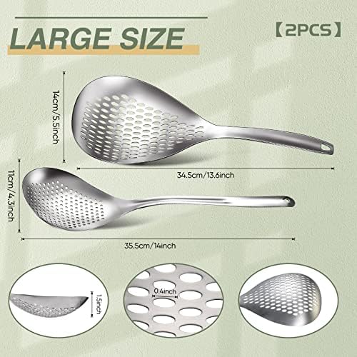 Bokon 2 Pcs Spider Strainer Skimmer Stainless Steel Rustproof Slotted Spoon