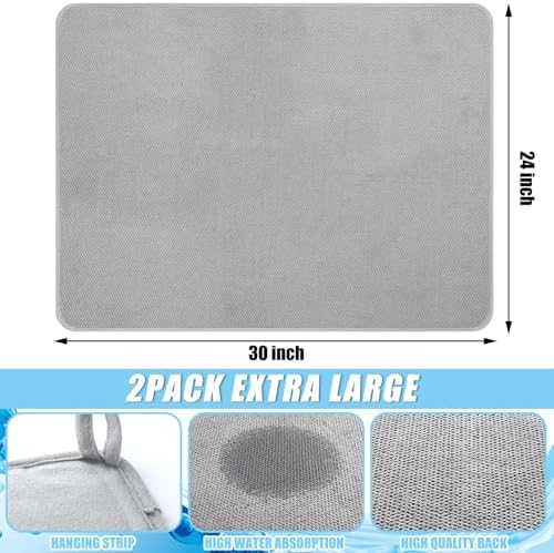 Hushee 2 Pcs Dish Drying Mats for Kitchen Counter, 30 x 24 Inch