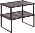 SONGMICS Set of 2 Metal Spice Racks, Stackable Expandable Shelf Risers