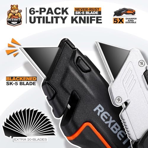 REXBETI Box Cutter 6-Pack, Utility Knife