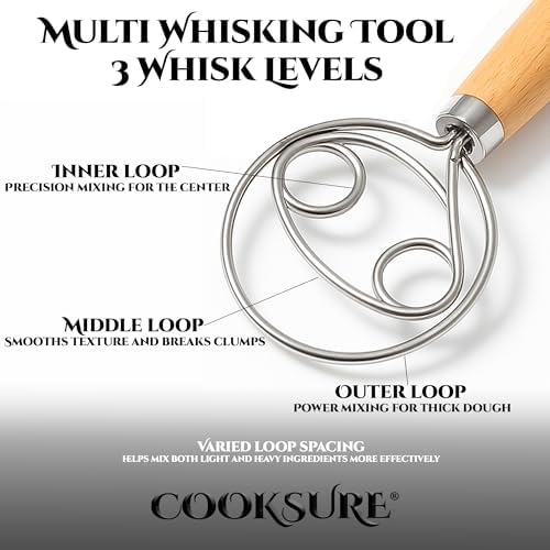 Danish Dough Whisk for Sourdough Bread – 13 Inch Bread Whisk