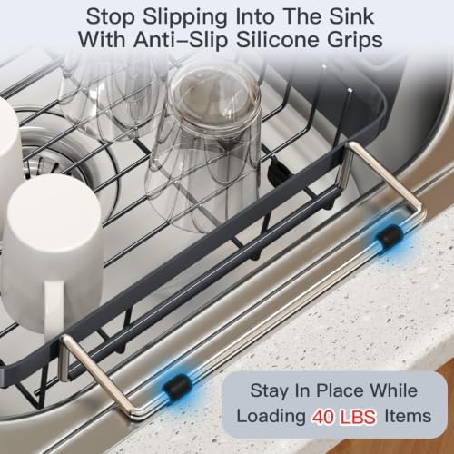 MAJALiS Grey Expandable Dish Drying Rack Over The Sink
