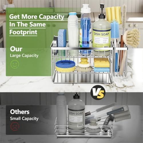 Cisily Silver 2-Tier Kitchen Sink Caddy Organzier Rack