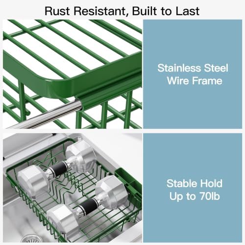JASIWAY Green Dish Drying Rack Over the Sink