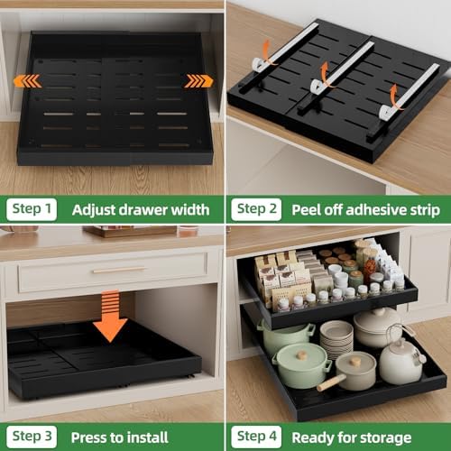 PAKETA 4 Pack Expandable Pull Out Cabinet Organizer