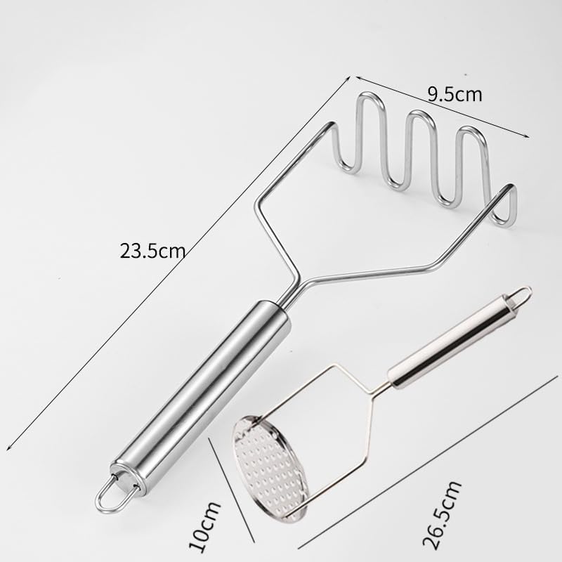 Stainless Steel Potato Masher, Wavy Design Manual Potato Ricer, Heavy Duty Food